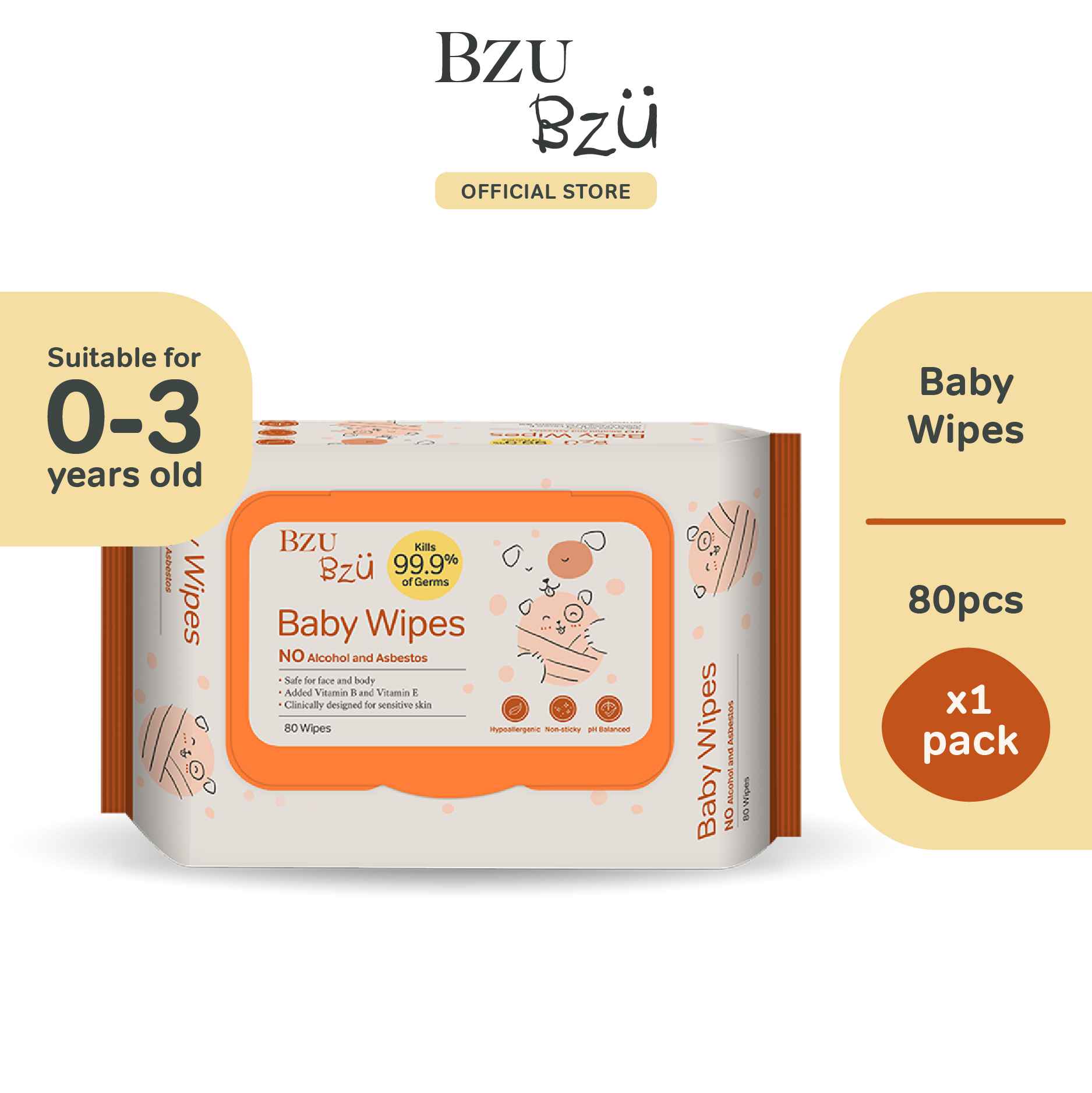 (Bundle Of 4) Bzu Bzu Baby Wipes 80s