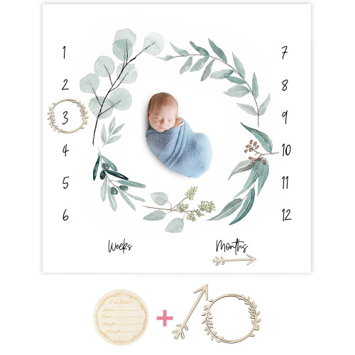 Lucky Baby Newborn Baby Monthly Growth Milestone Blanket Photography - Nature