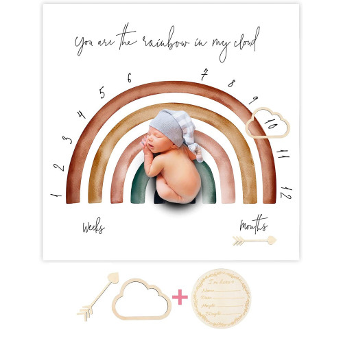 Lucky Baby Newborn Baby Monthly Growth Milestone Blanket Photography - Rainbow