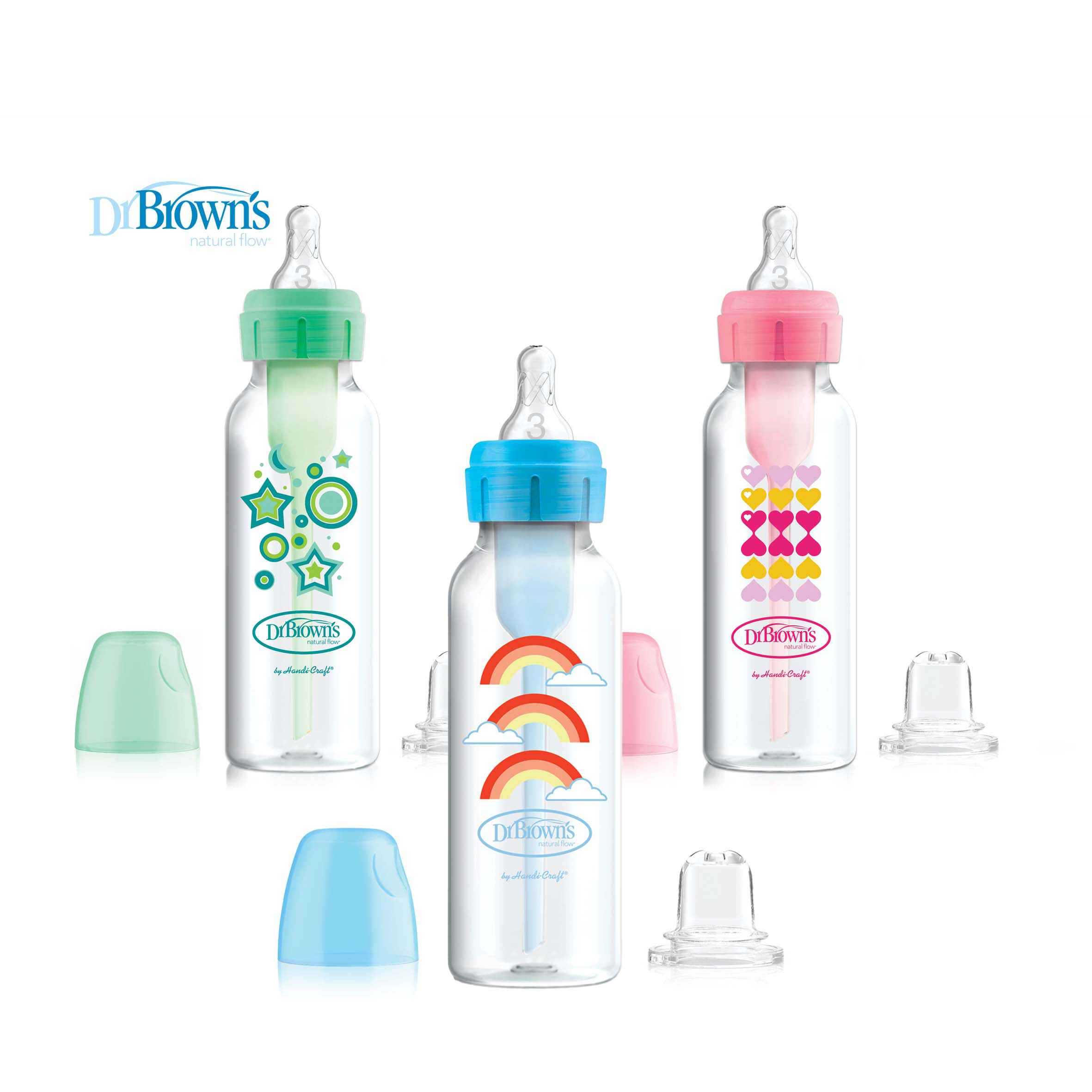 Dr Brown's 250ml PP Narrow Neck "OPTIONS+" Transition Bottle W/Sippy Spout (Pink/Blue/Green)