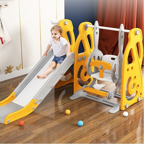 Lucky Baby Smart System Safety 3 In 1 Toddler Slide/Swing Playground - Grey (Indoor/Outdoor)