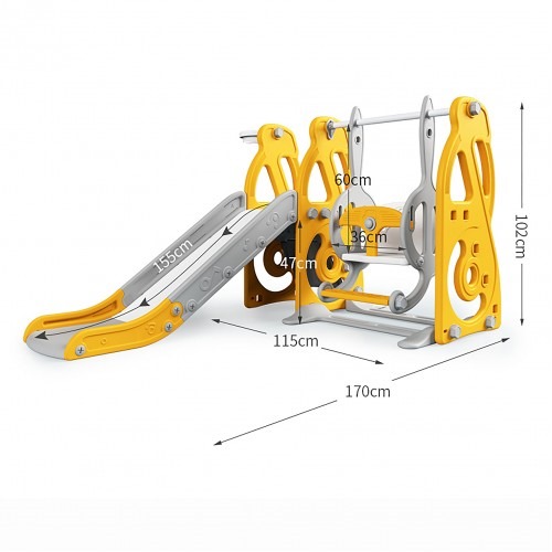 Lucky Baby Smart System Safety 3 In 1 Toddler Slide/Swing Playground - Grey (Indoor/Outdoor)