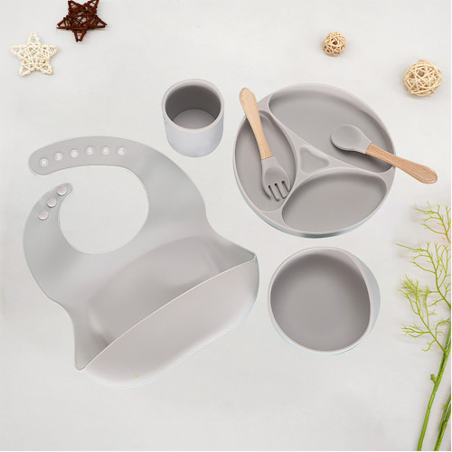 Lucky Baby Silic 6pcs Weaning Set - Grey