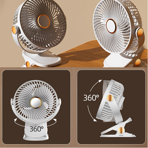 Lucky Baby Mini 360° Portable Clip On Fan W/Light (Rechargeable) - White