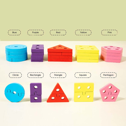 Lucky Baby Montessori Educative Wooden 2 In 1 Puzzle Shape Fishing Set