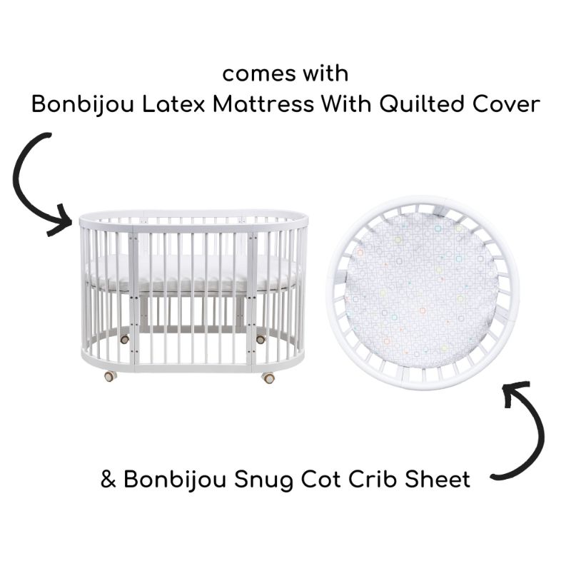 Bonbijou Doozy 7-in-1 Convertible Baby Cot Bundle