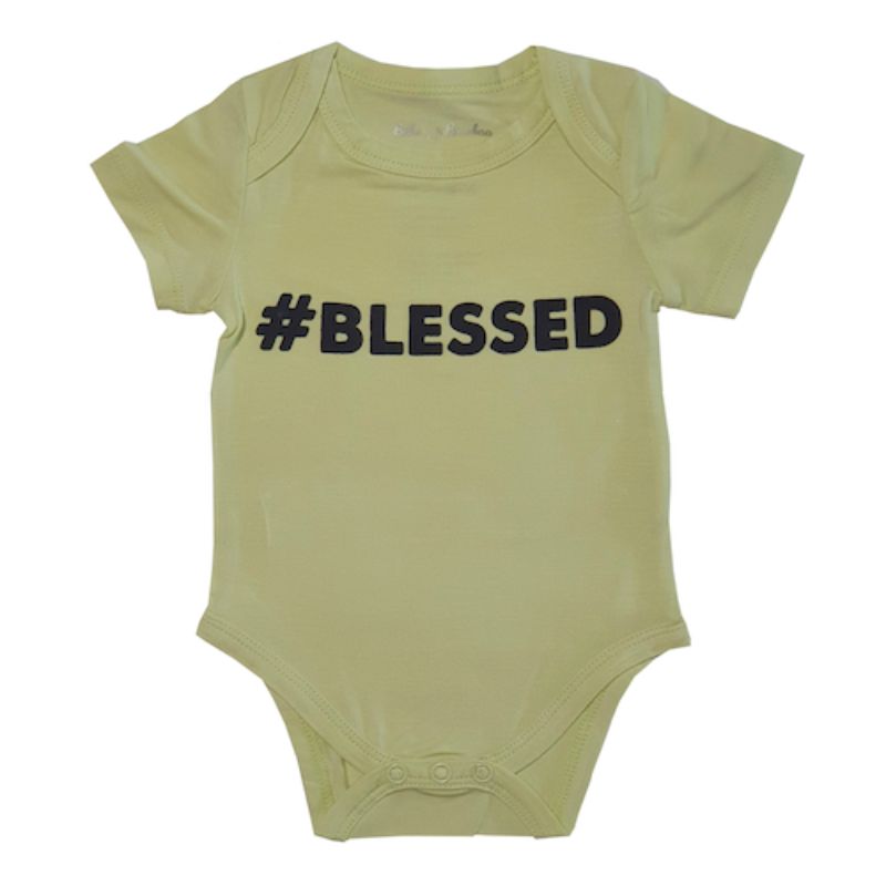 Bebe Bamboo Cute Saying Onesie (#Blessed)
