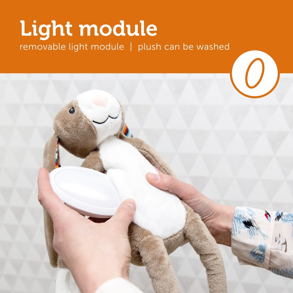 Zazu Soft Toy Sleep Soother Nightlight With Melodies, Bo The Bunny