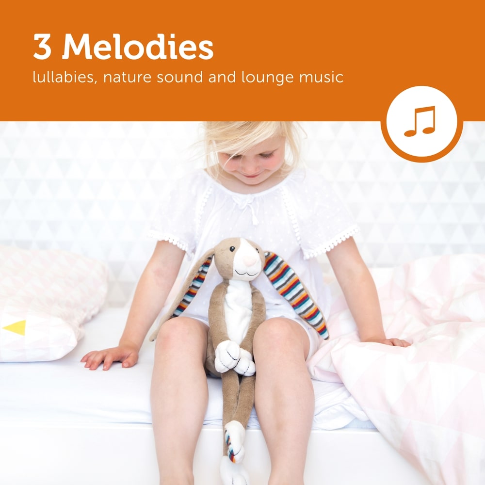 Zazu Soft Toy Sleep Soother Nightlight With Melodies, Bo The Bunny
