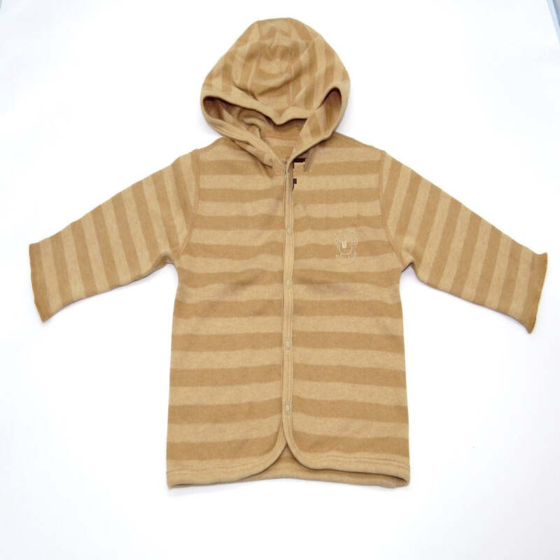 Baby Piper Long Sleeve Jacket Top With Hoody 100% Organic Cotton Dye-Free (1104) Brown Stripes