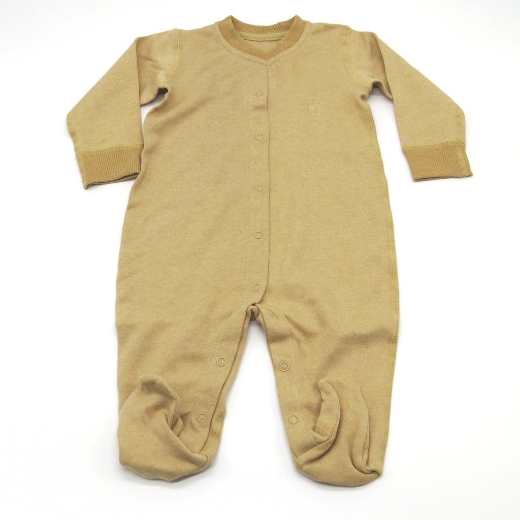 Baby Piper Long Sleeve Romper W Socks 100% Organic Cotton Dye-Free (1107) Brown