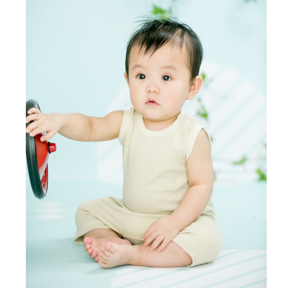 Baby Piper Sleeveless Romper 100% Organic Cotton Dye-Free (1127) Green