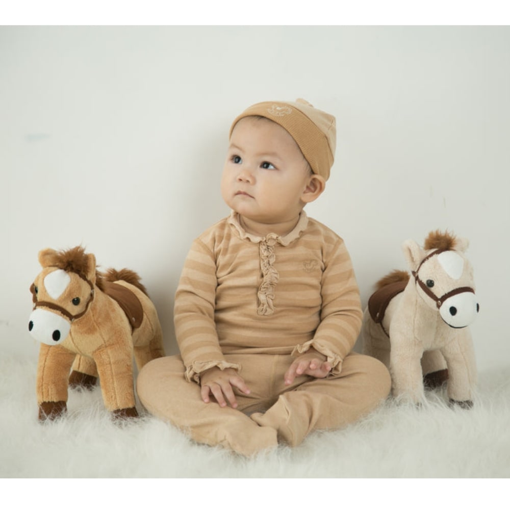 Baby Piper Long Sleeve Top With Ruffles 100% Organic Cotton Dye-Free (1130) Brown