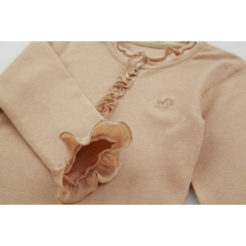 Baby Piper Long Sleeve Top With Ruffles 100% Organic Cotton Dye-Free (1130) Brown