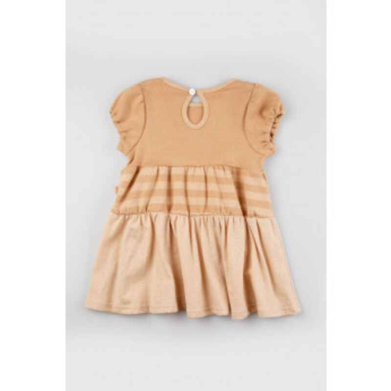 Baby Piper Round Neck Short Sleeve Dress 100% Organic Cotton Dye-Free (1132) Brown