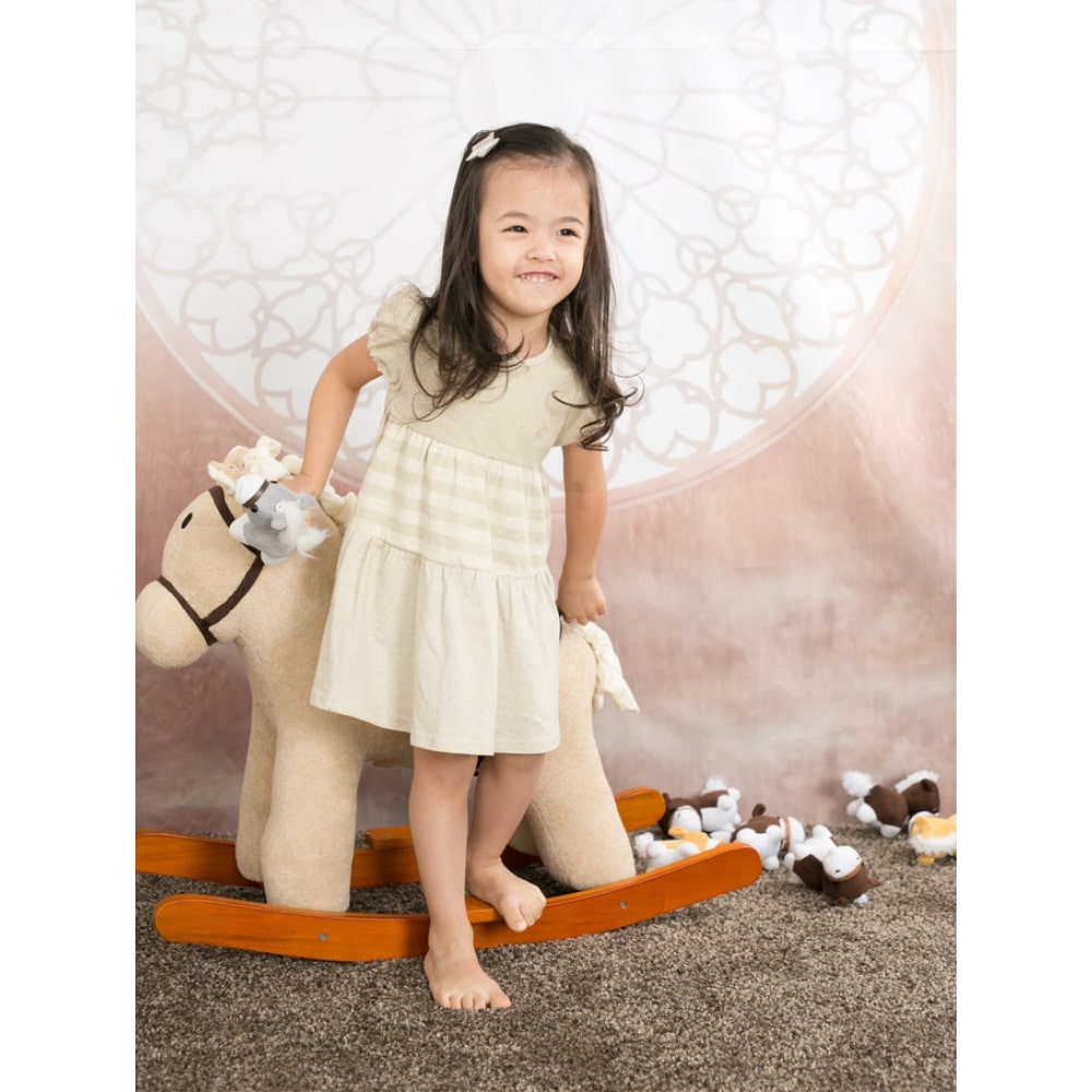 Baby Piper Round Neck Short Sleeve Dress 100% Organic Cotton Dye-Free (1132) Green