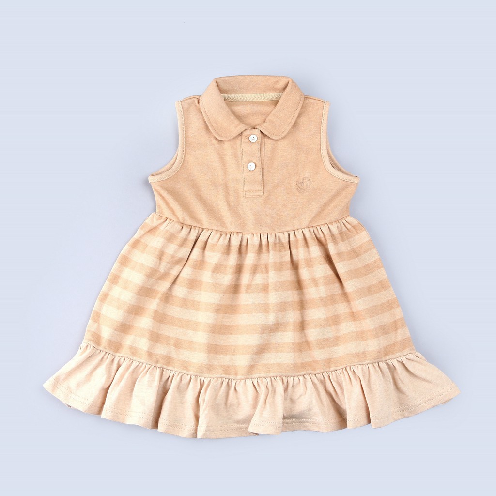 Baby Piper Sleeveless Collar Dress 100% Organic Cotton Dye-Free (1140) Brown