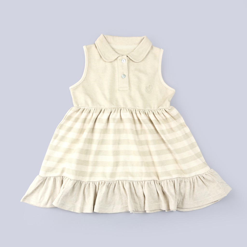 Baby Piper Sleeveless Collar Dress 100% Organic Cotton Dye-Free (1140) Green