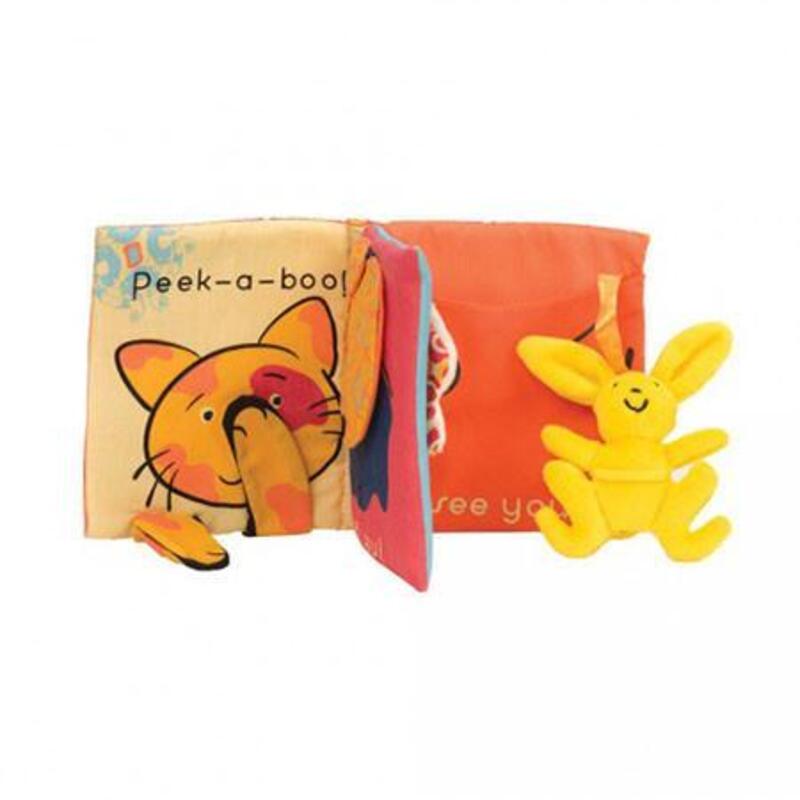 B.Toys Peek-A-Books Baby First Soft Book With Stimulating Colors And Touch-feel Textures