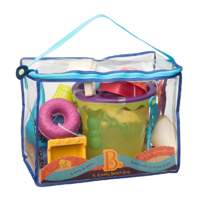 B.Toys Summer Beach Bag With Bucket And 10 Accessories Beach Toy