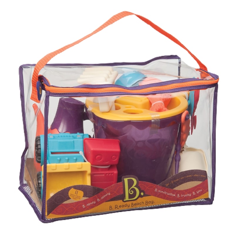 B.Toys Summer Beach Bag With Bucket And 10 Accessories Beach Toy