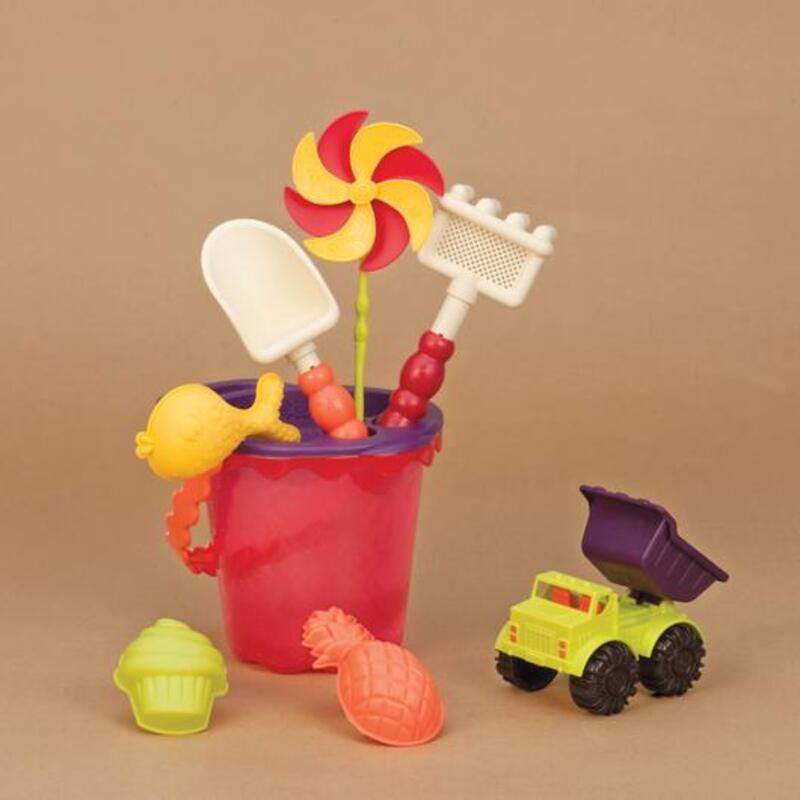 B.Toys Sands Ahoy! Medium Bucket Set With 8 Accessories Beach Toy