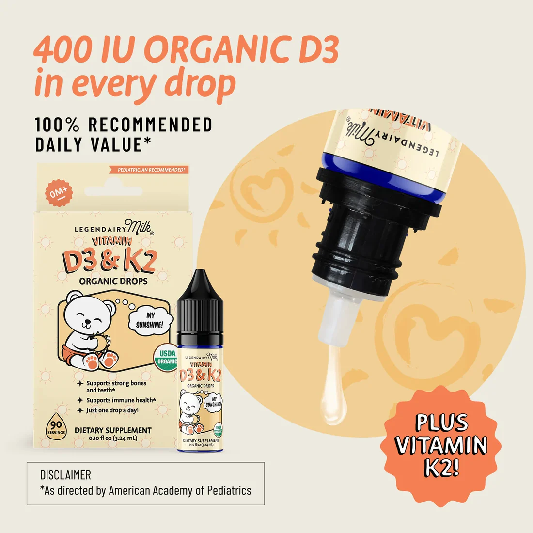 Legendairy Milk Baby Vitamin D3 & K2 Liquid Drops