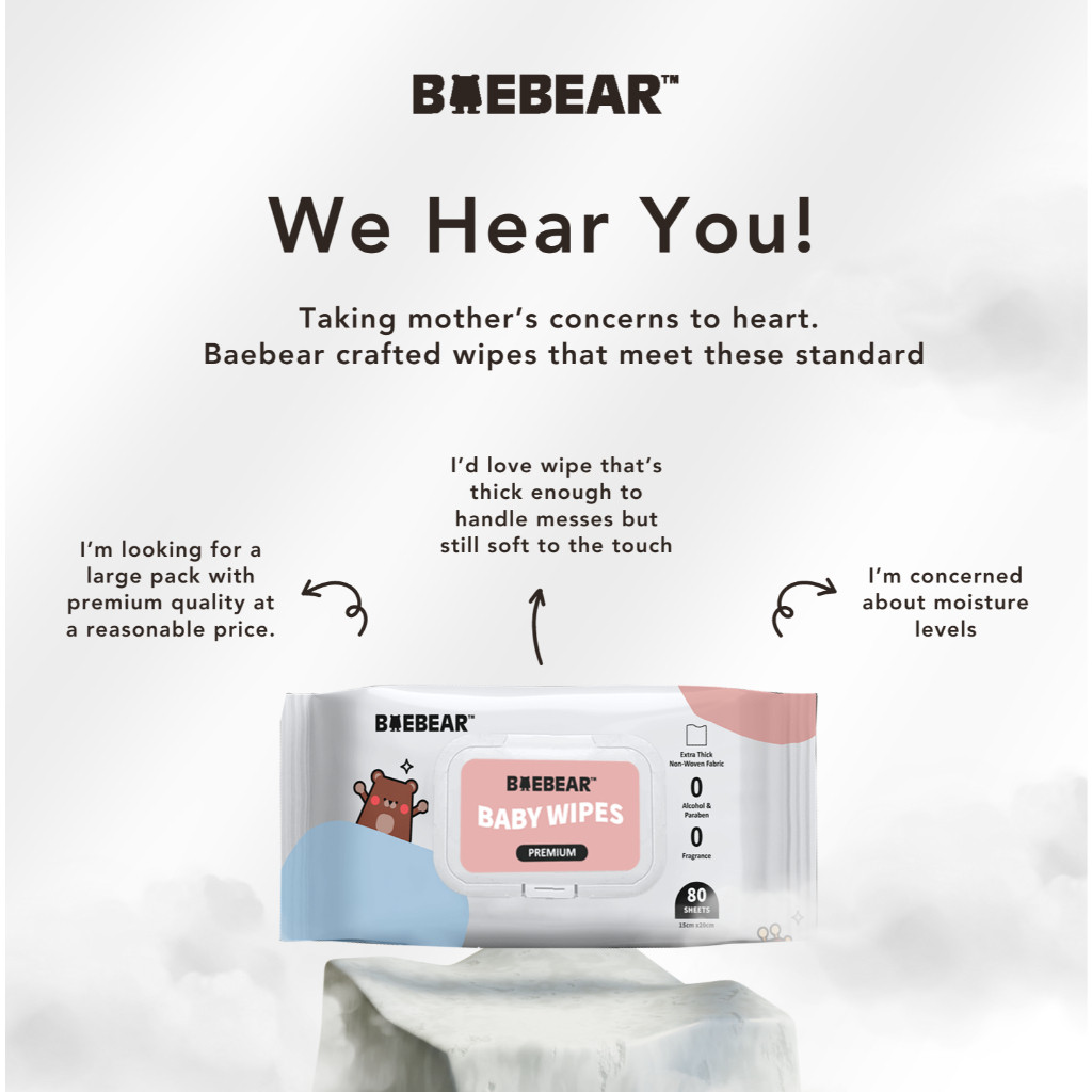 Baebear Premium Baby Wet Wipes 80 Sheets