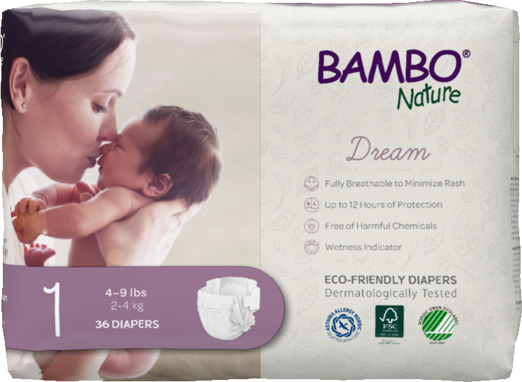 Bambo Nature Dream Baby Diaper Size 1 / 2-4 Kg (36/pk)