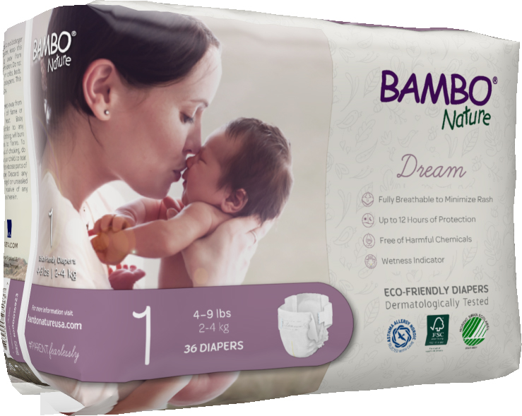 Bambo Nature Dream Baby Diaper Size 1 / 2-4 Kg (36/pk)