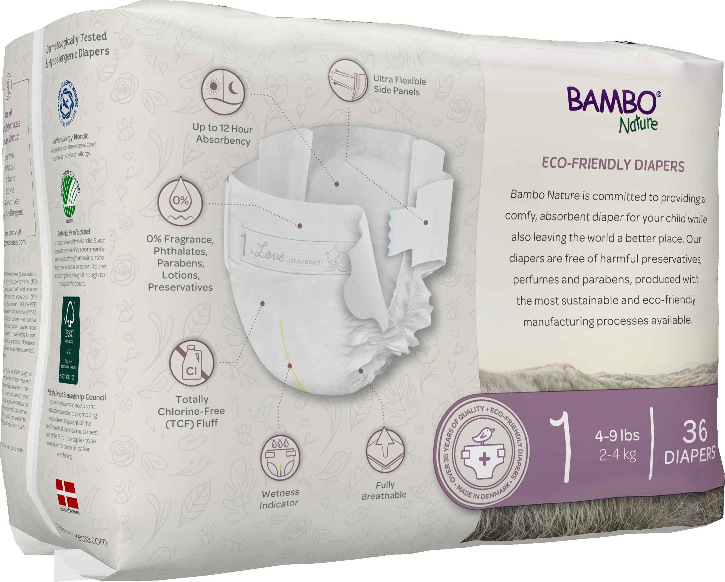 Bambo Nature Dream Baby Diaper Size 1 / 2-4 Kg (36/pk)