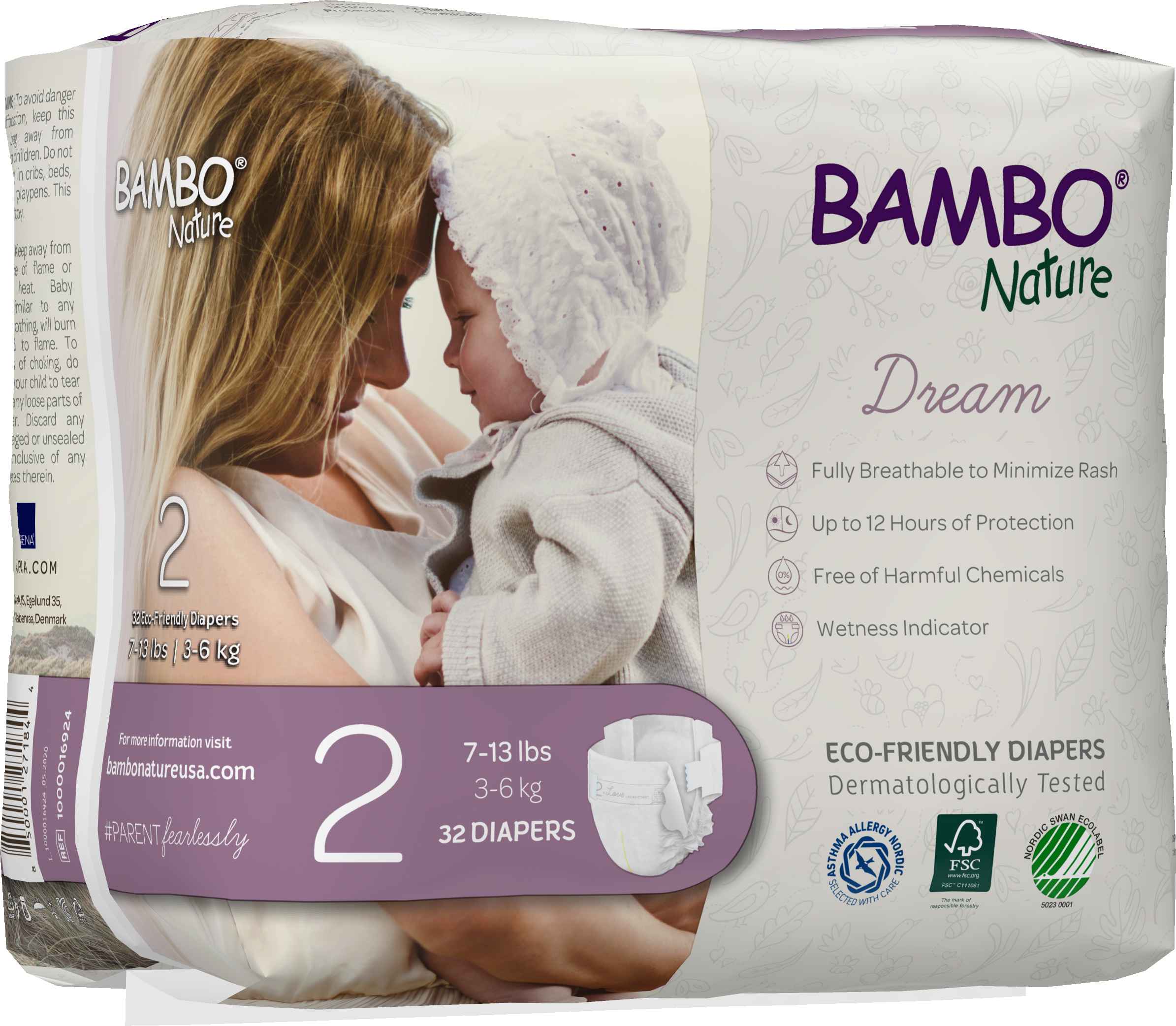 Bambo Nature Dream Baby Diaper Size 2 / 3-6 Kg (32/pk)