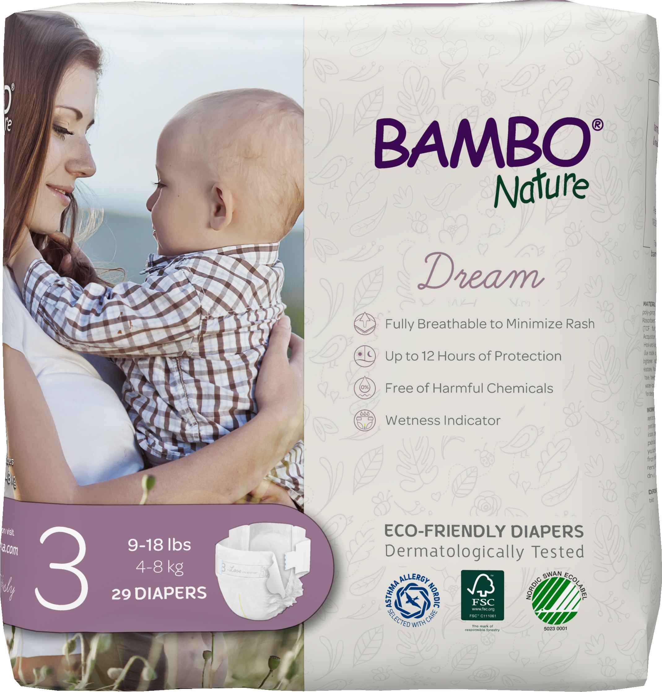 Bambo Nature Dream Baby Diaper Size 3 / 4-8 Kg (29/pk)