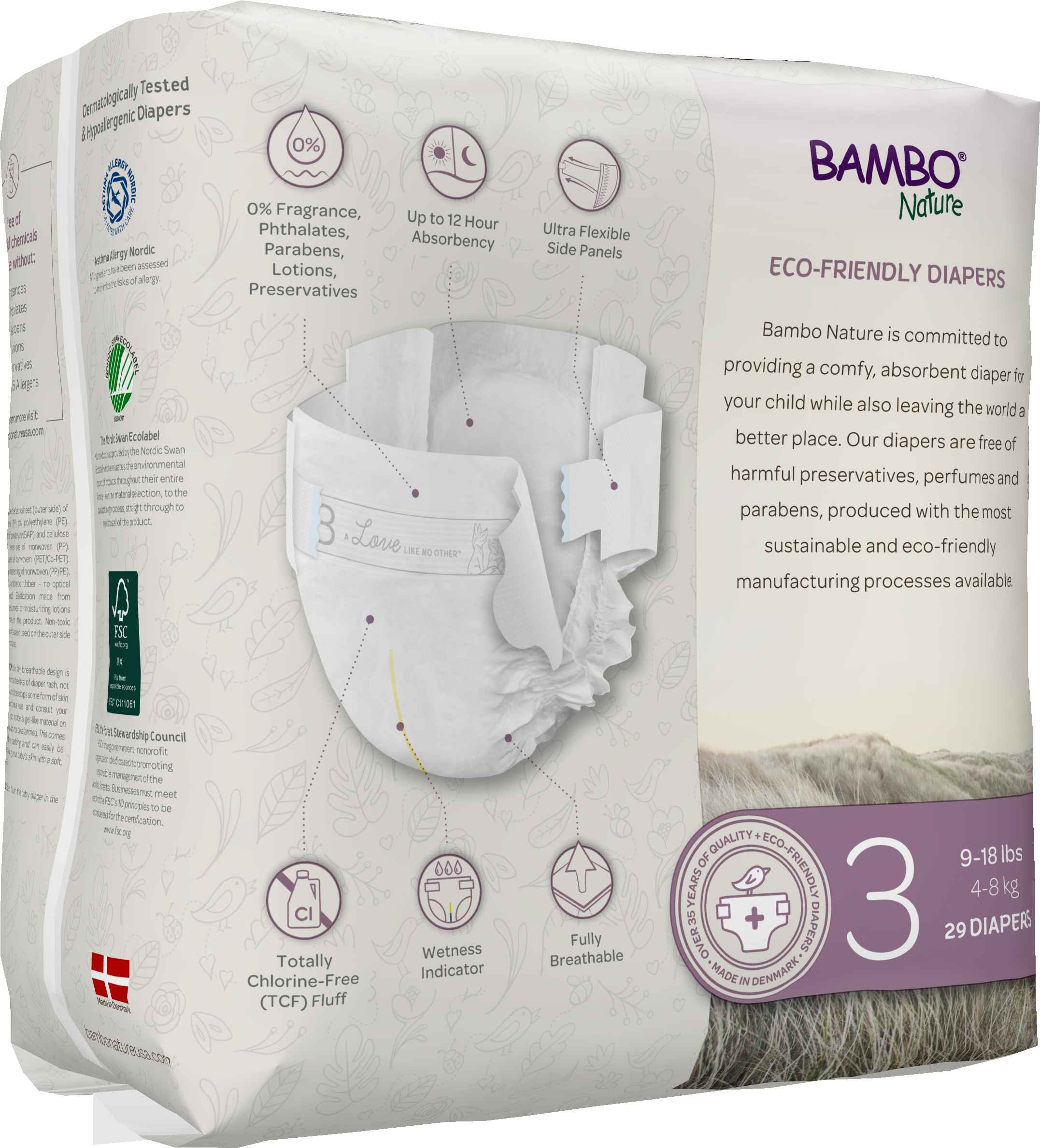Bambo Nature Dream Baby Diaper Size 3 / 4-8 Kg (29/pk)