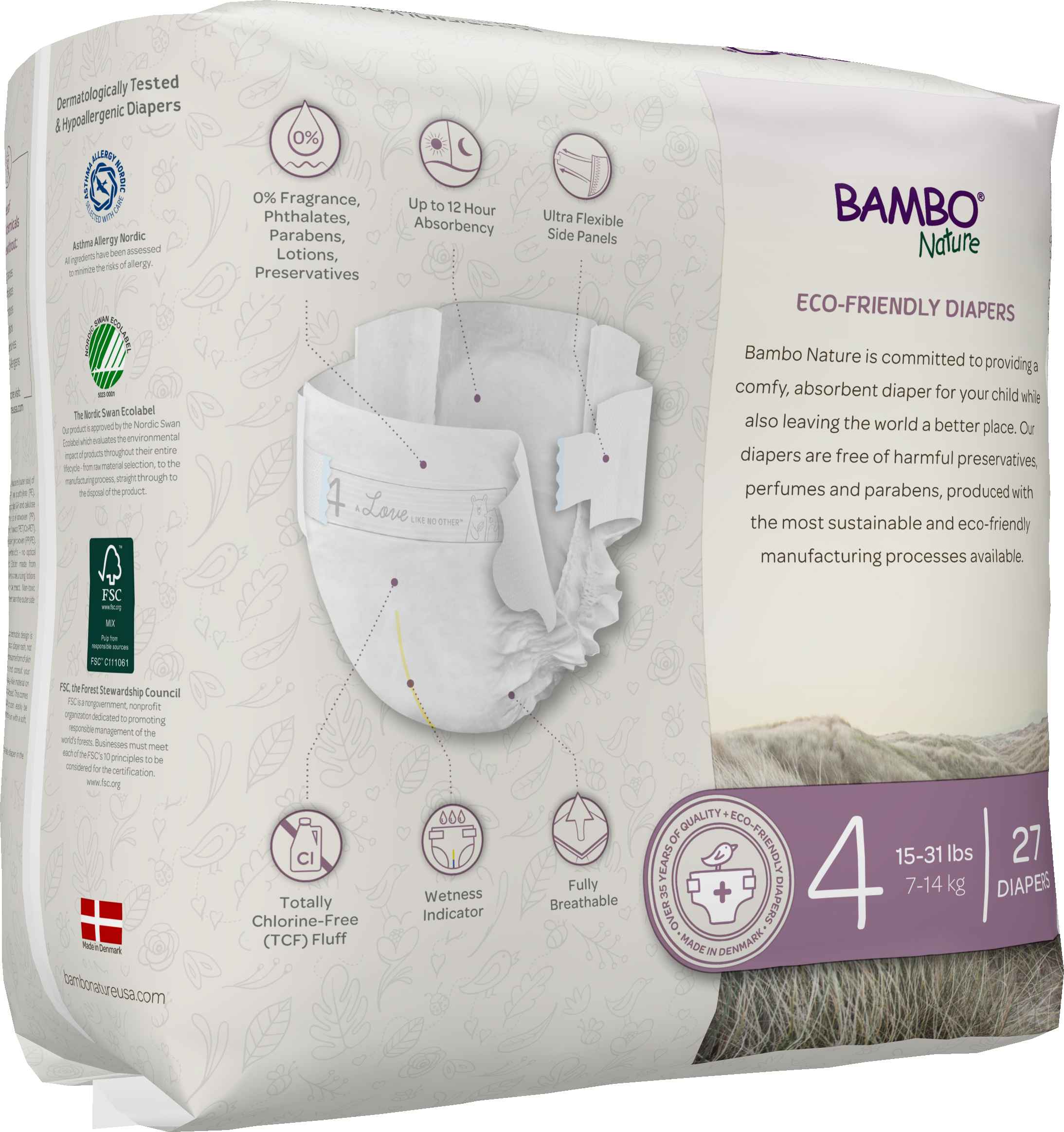 Bambo Nature Dream Baby Diaper Size 4 / 7-14 Kg (27/pk)