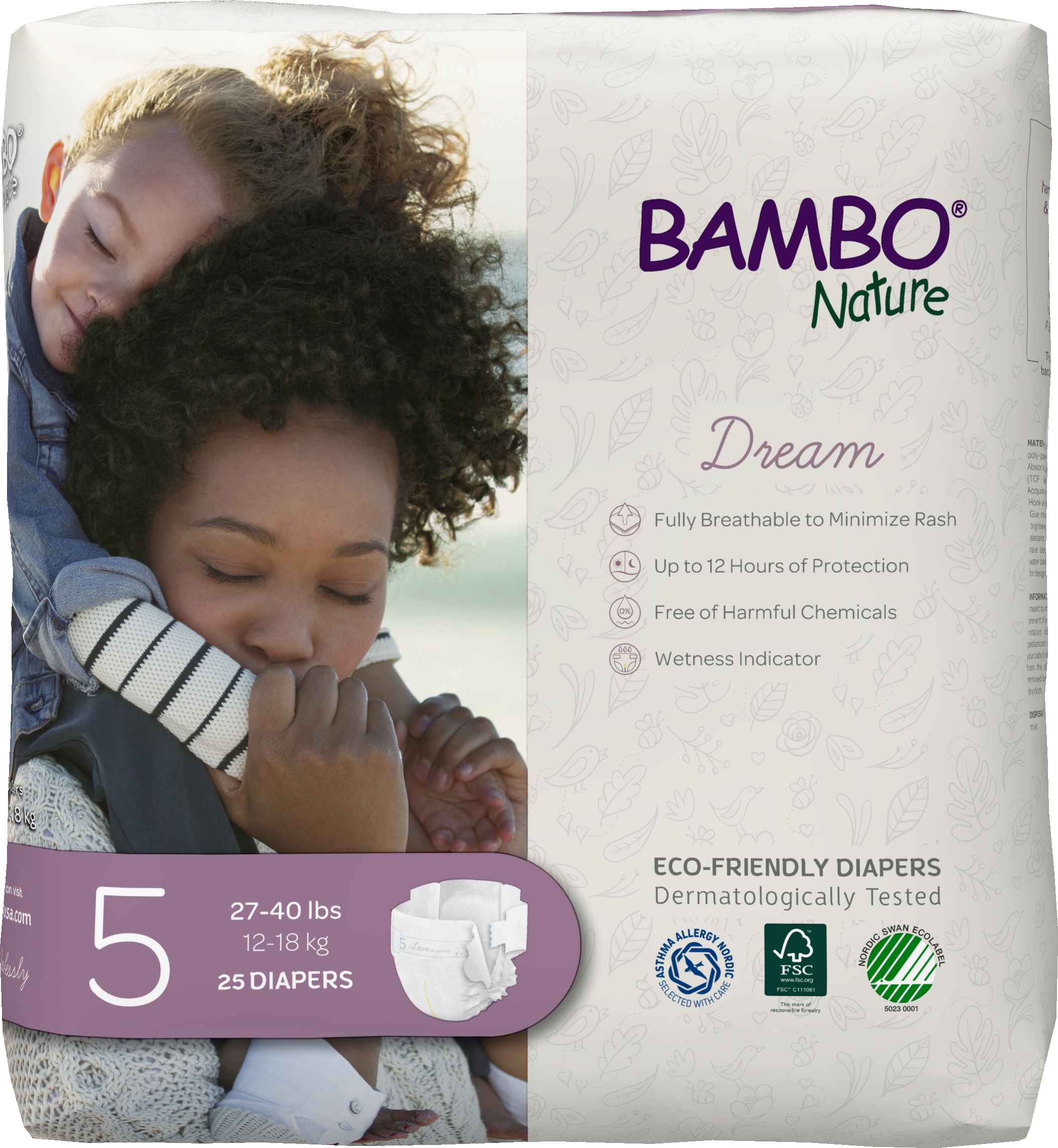 Bambo Nature Dream Baby Diaper Size 5 / 12-18 Kg (25/pk)
