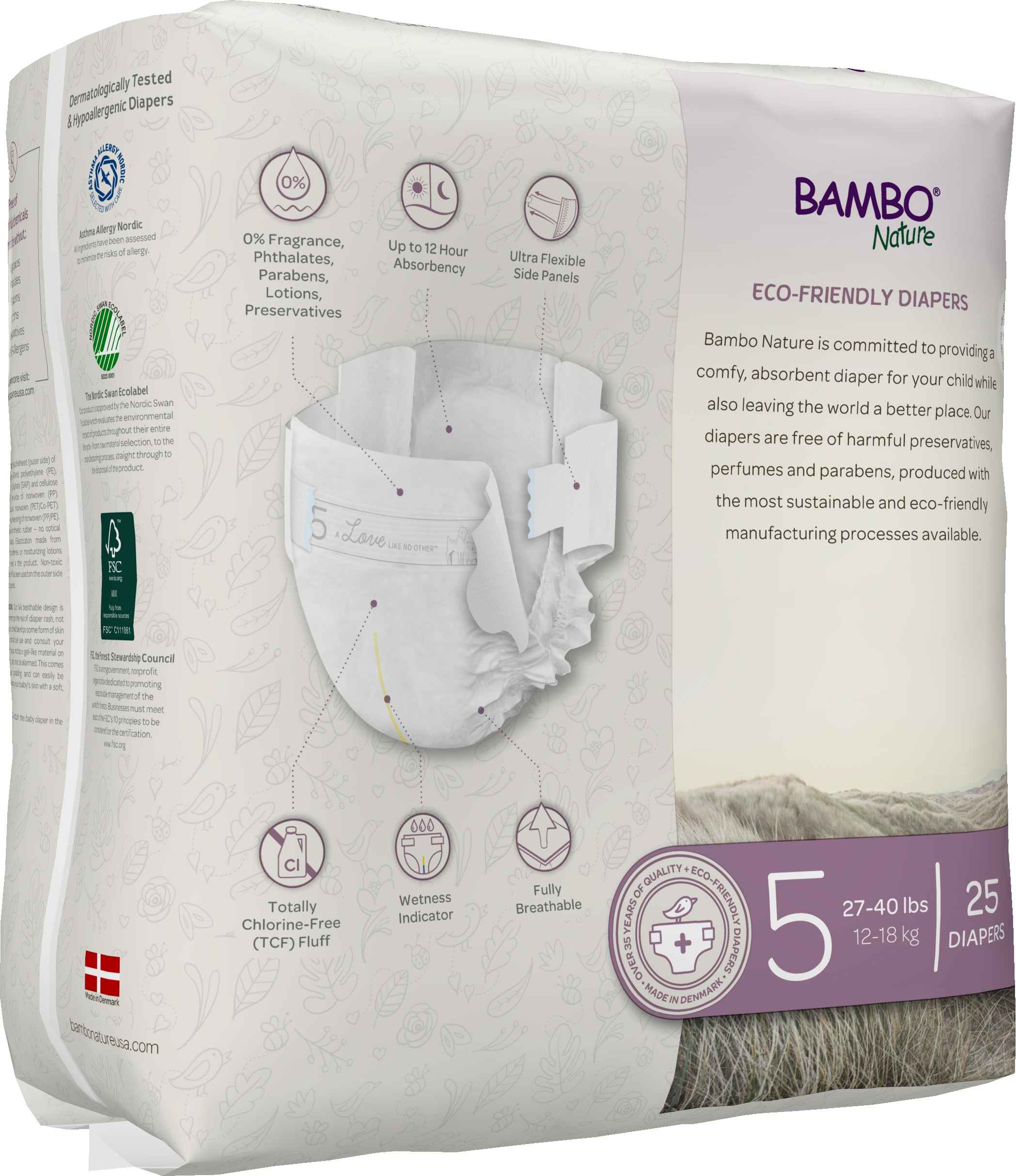 Bambo Nature Dream Baby Diaper Size 5 / 12-18 Kg (25/pk)