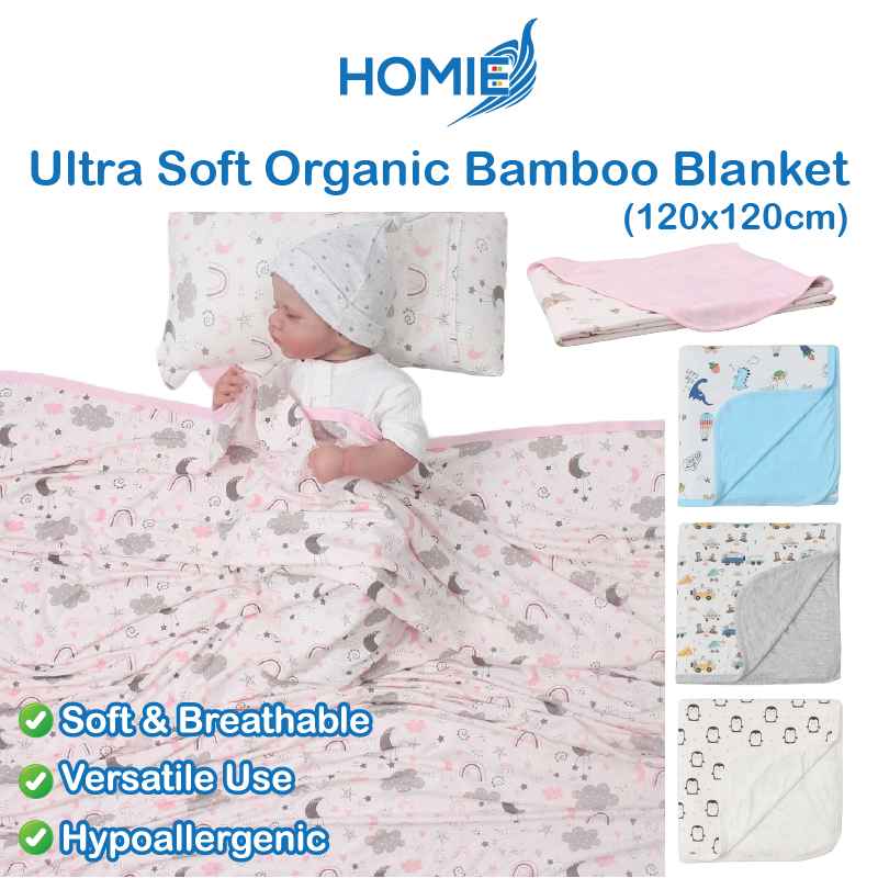 Homie (120x120cm) 2 Layers Ultra Soft Bamboo Blanket - Assorted Designs *Choose At Booth