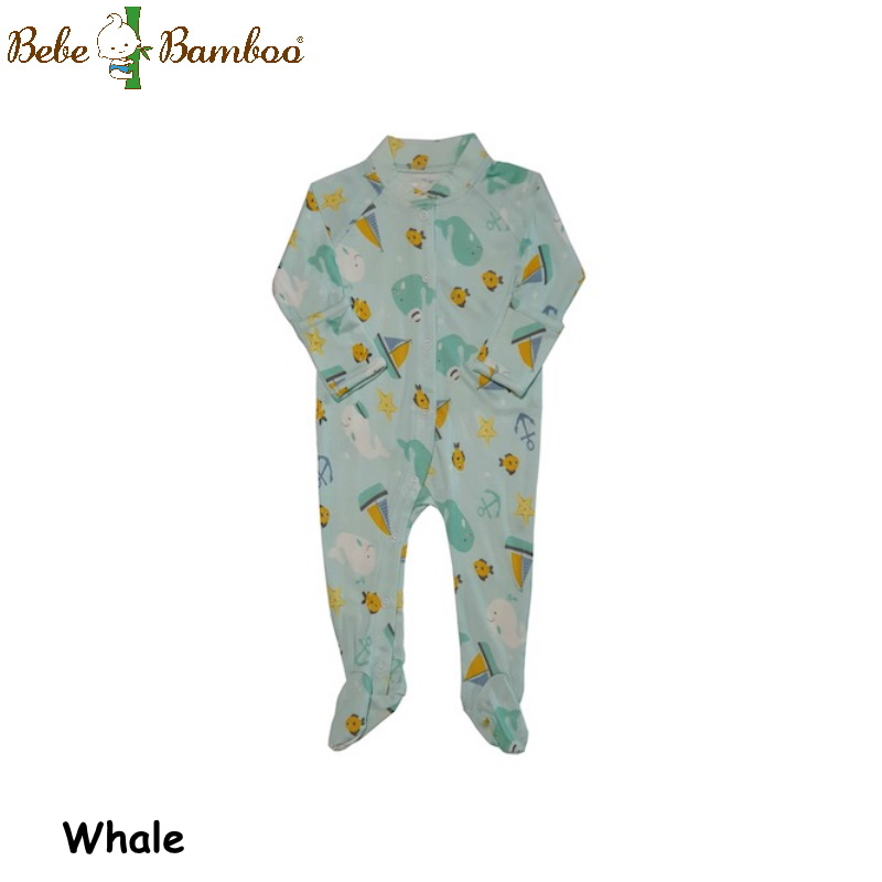 Bebe Bamboo Footie With Foldover Mitten (Whale)