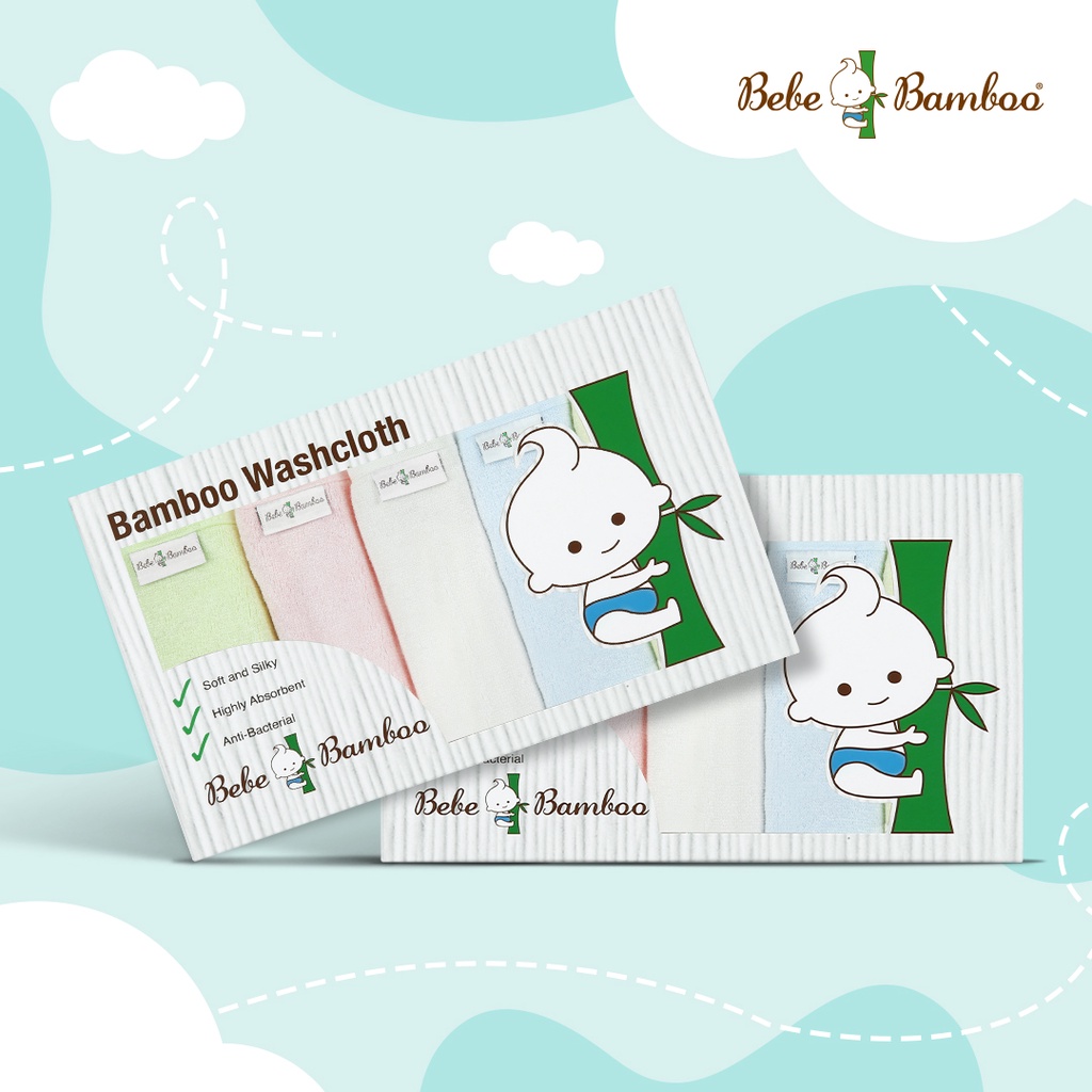 Bebe Bamboo 100% Bamboo Washcloth 5pcs (Box Of 2)
