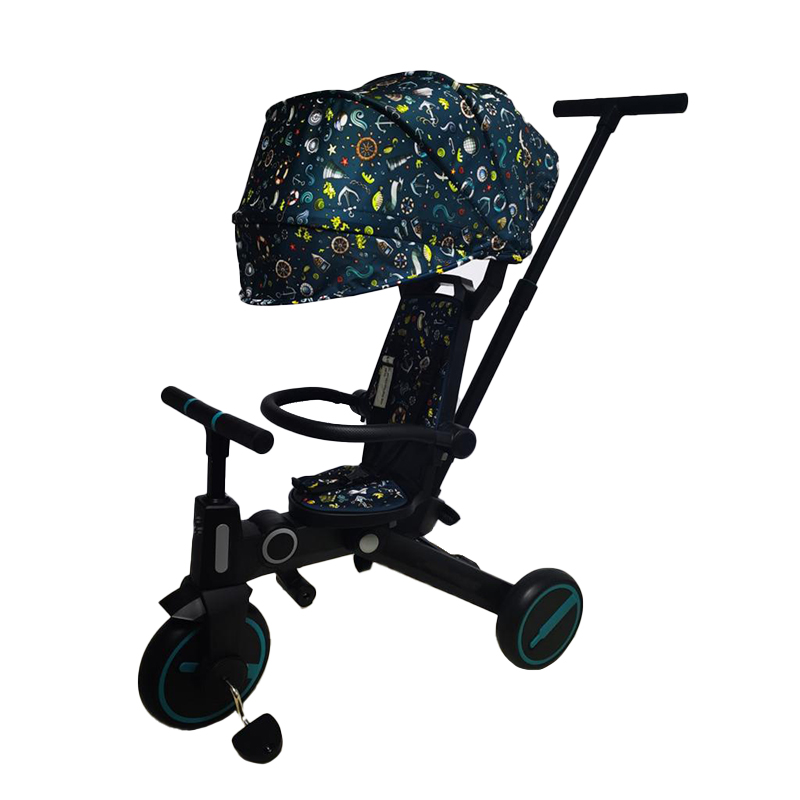 Bebelux 7-in-1 Premium Wide Canopy Foldable Tricycle