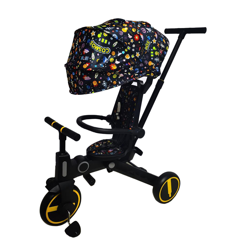Bebelux 7-in-1 Premium Wide Canopy Foldable Tricycle