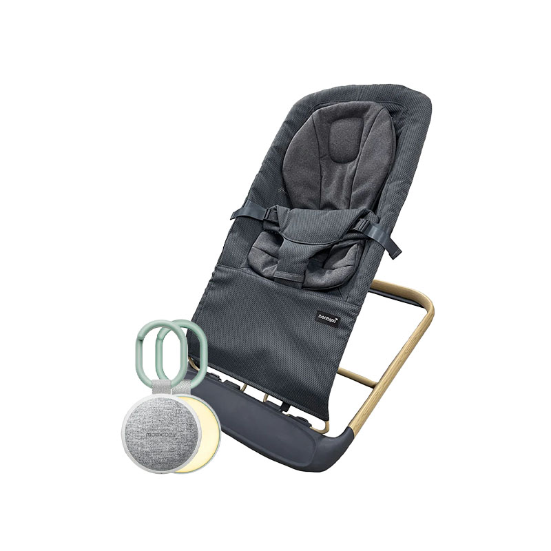 Bonbijou Happy Bouncer + Momcozy Portable Baby Sound Machine With Night Light Bundle