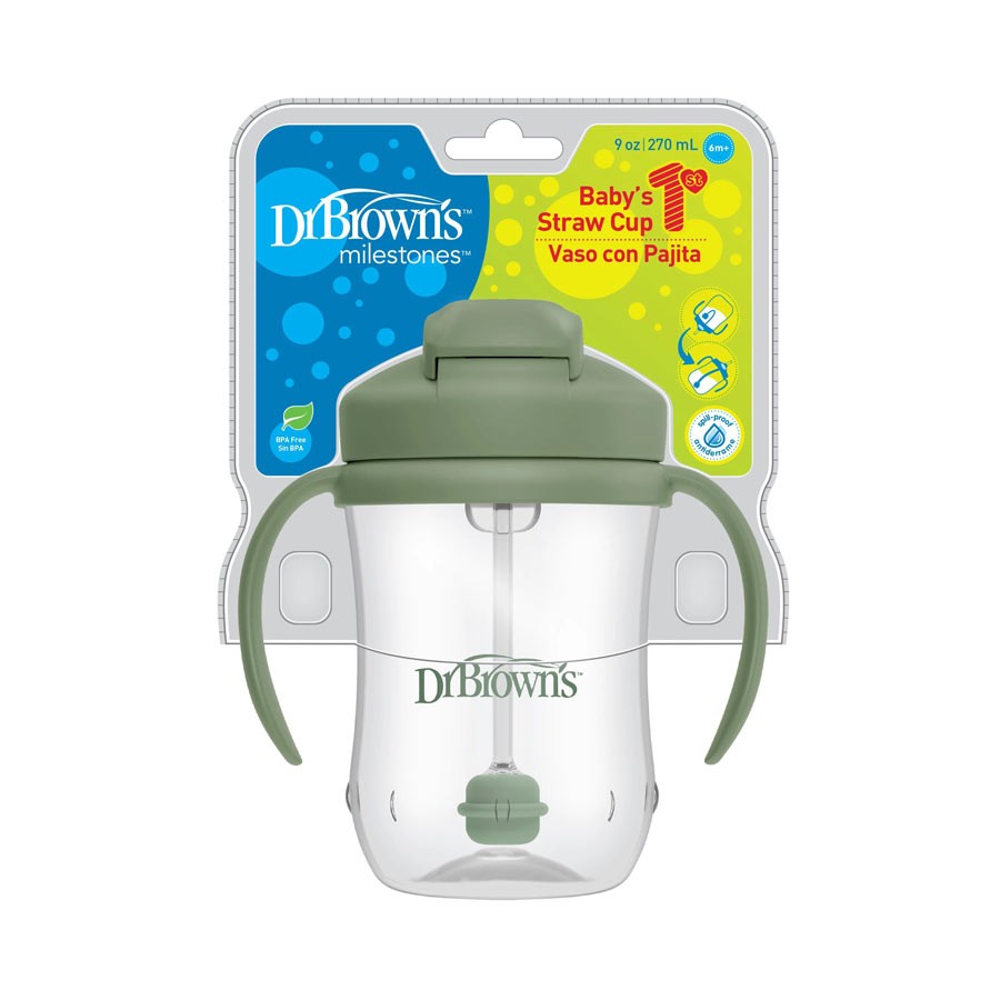 Dr Brown's 270ml Baby First Straw Cup W/Handle, 6m+