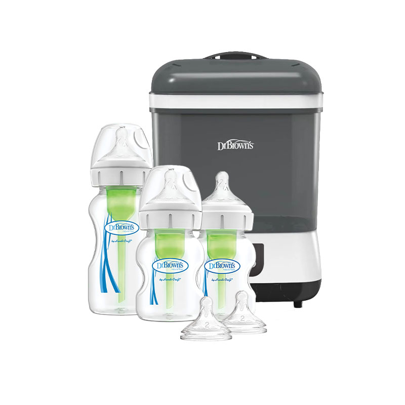 Dr Brown's Steam Sterilizer With Dyer + Anti-Colic Feeding Bottle Bundle
