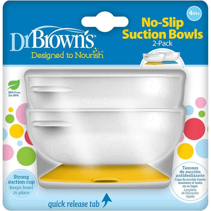 Dr Brown's No Slip Suction Bowl, 2-Pack