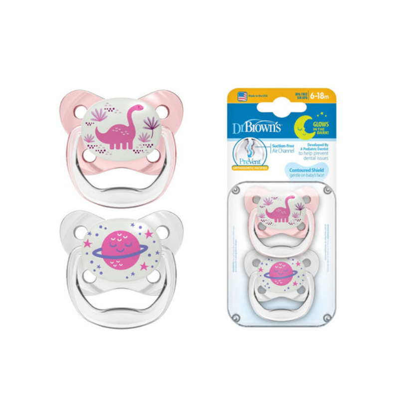 Dr Brown's Prevent Glow In The Dark Butterfly Shield Pacifier, 2pcs