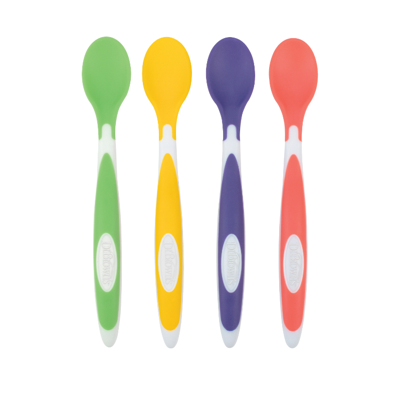 Dr Brown's Soft-Tip Spoon, 4-Pack (Yellow, Green, Purple, Red)
