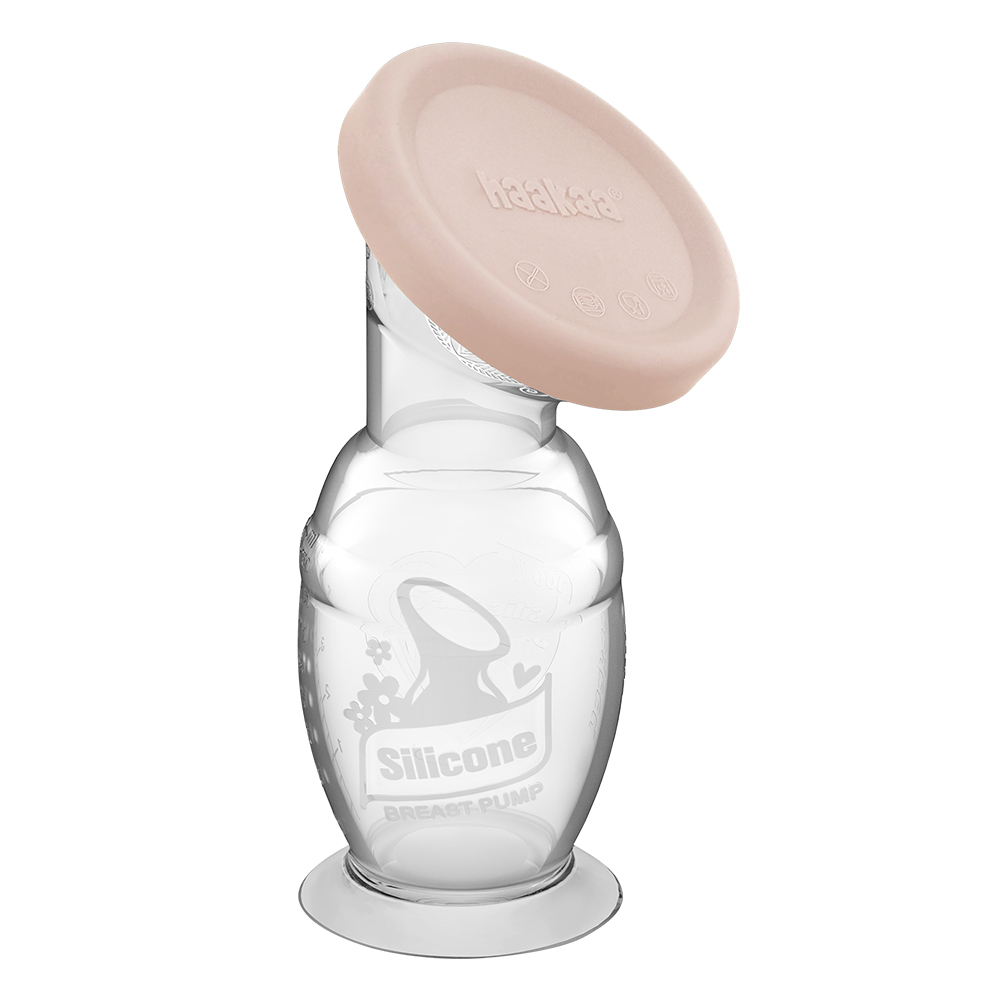 Haakaa 150ml Silicone Breast Pump & Silicone Cap - Grey / Blush / Lavender