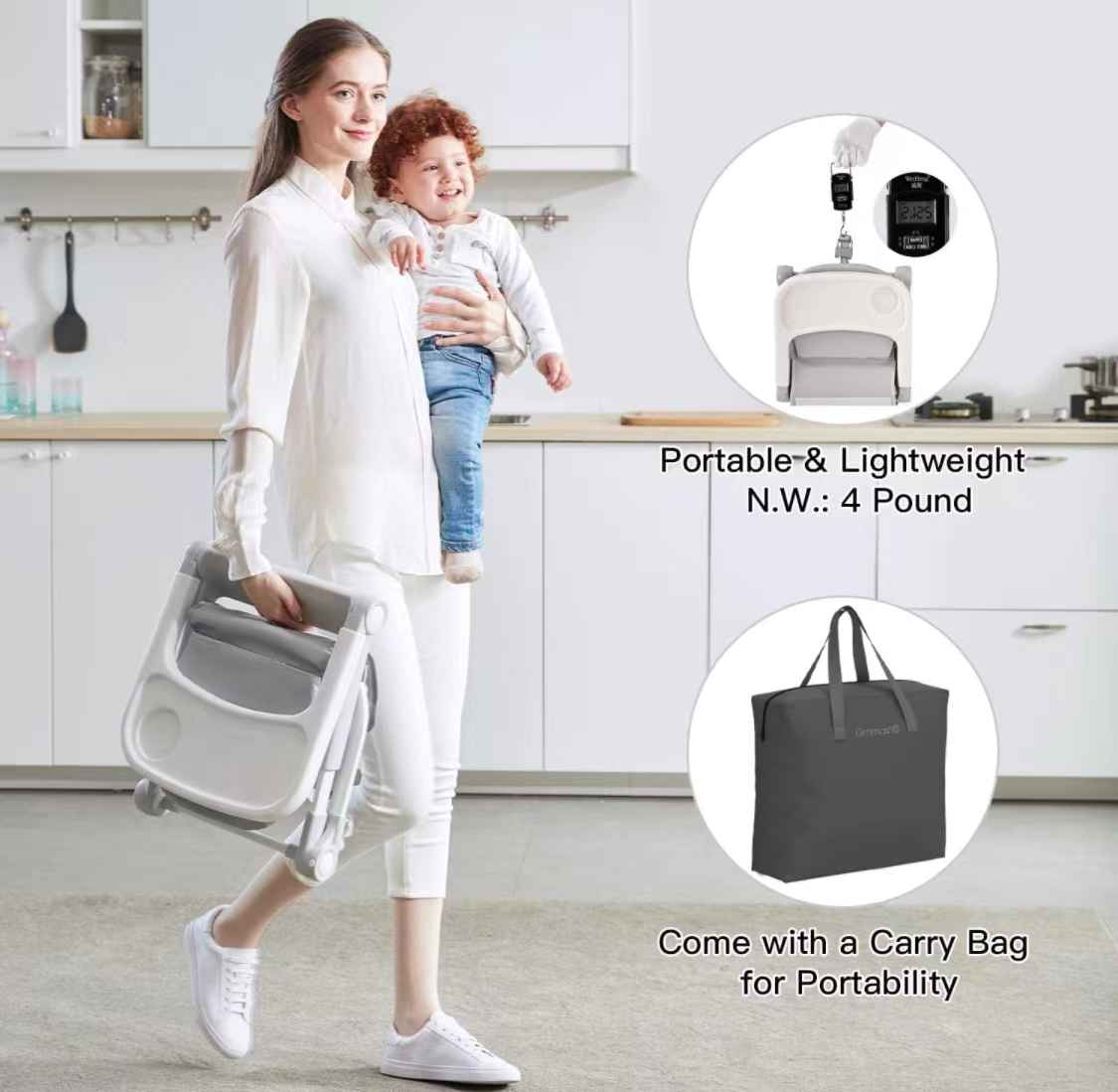 Gromast Baby Foldable & Portable Travel Dining Booster With Carrying Case